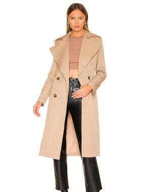 Bardot Tan Double-Breasted Trench Coat